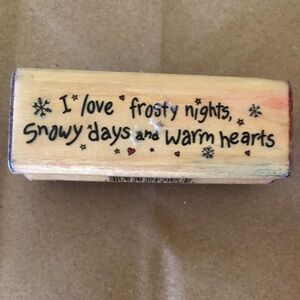 vtg I love Frosty Nights Rubber Stamp